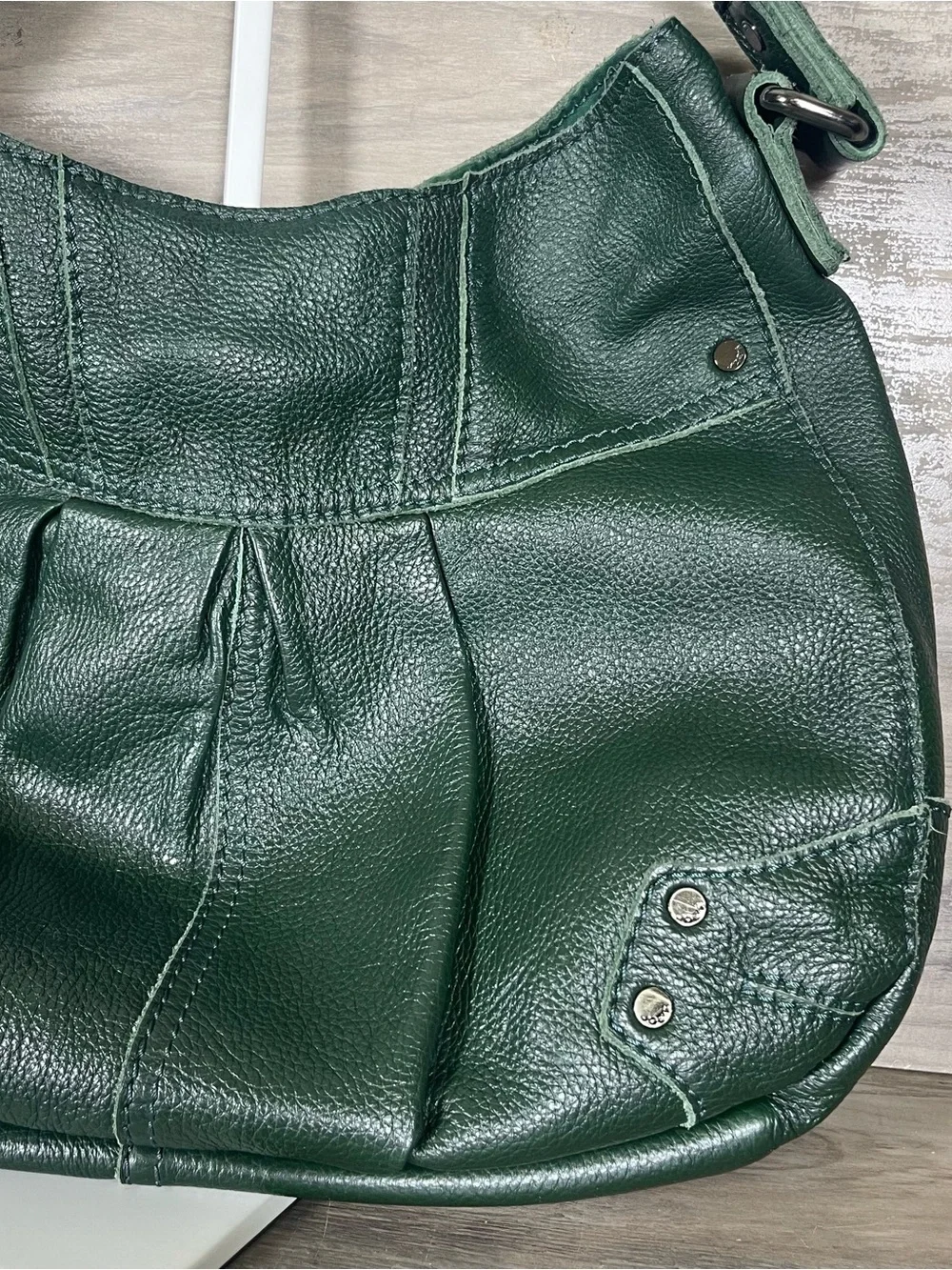 Joes Jeans Green Leather Pleated Hobo Bag Shoulder Purse Classic Western 90s Y2K
